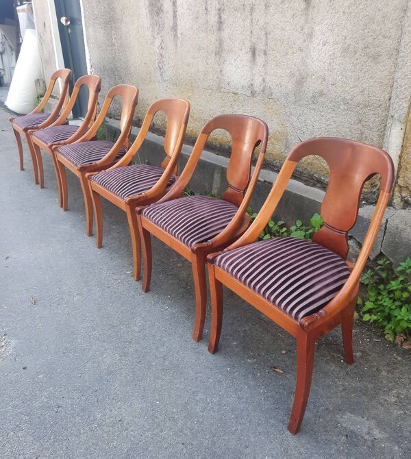 Serie de 6 chaises gondole en merisier