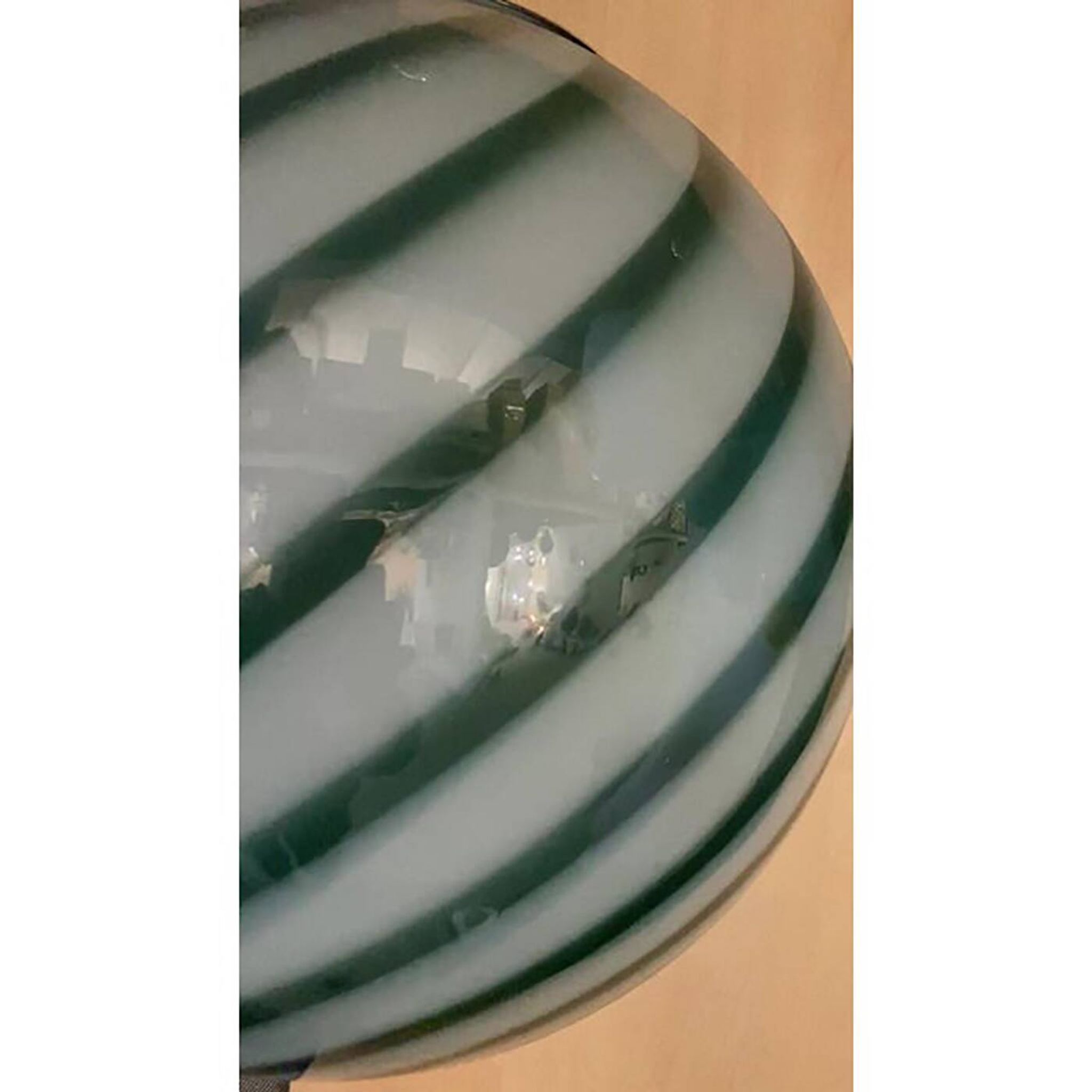 Contemporary Blue and Milky-White Sphere Pendant in Murano Glass