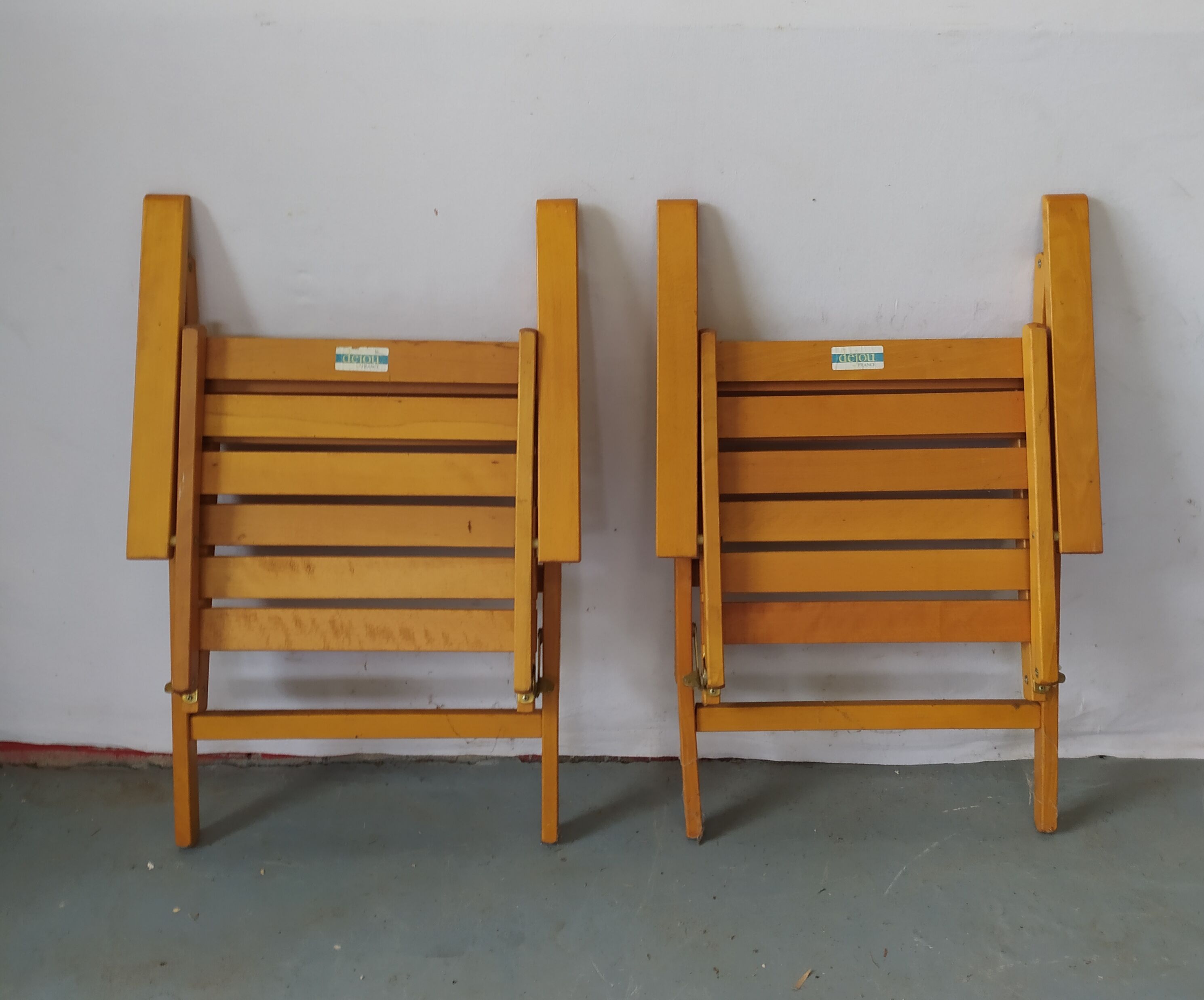 Paire de fauteuils de jardin pliants pieds compas Dejou