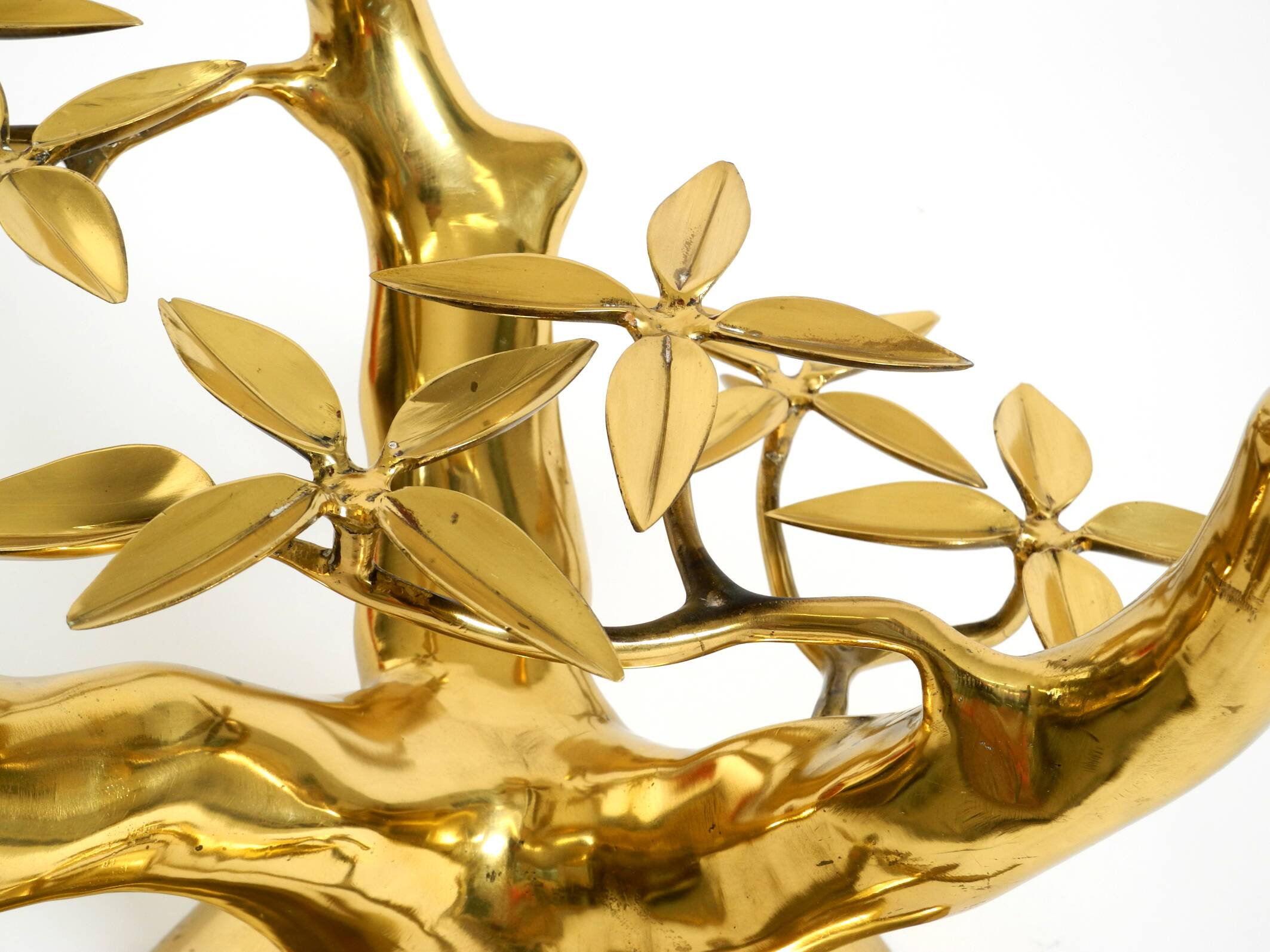 70s coffee table, model Bonsai by Willy Daro, made of brass and fire-gilded