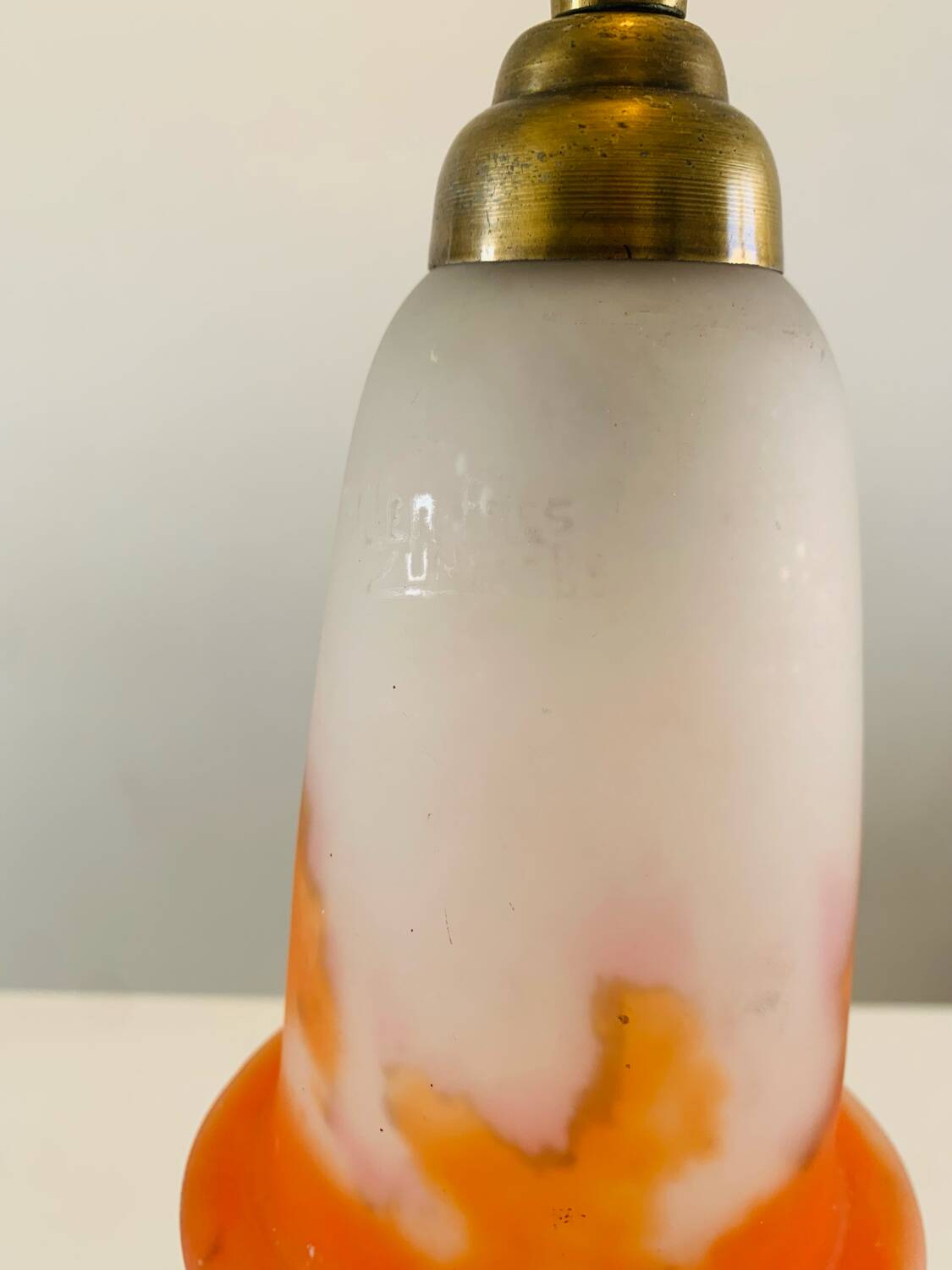 Antique desk lamp - Tulip glass paste signed Muller Frères
