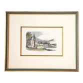 Print with old frame green and gilded