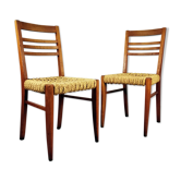 Paire de chaises bois et corde Audoux Minnet, 1950