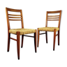 Pair of wooden chairs and rope Audoux & Minnet, 1950