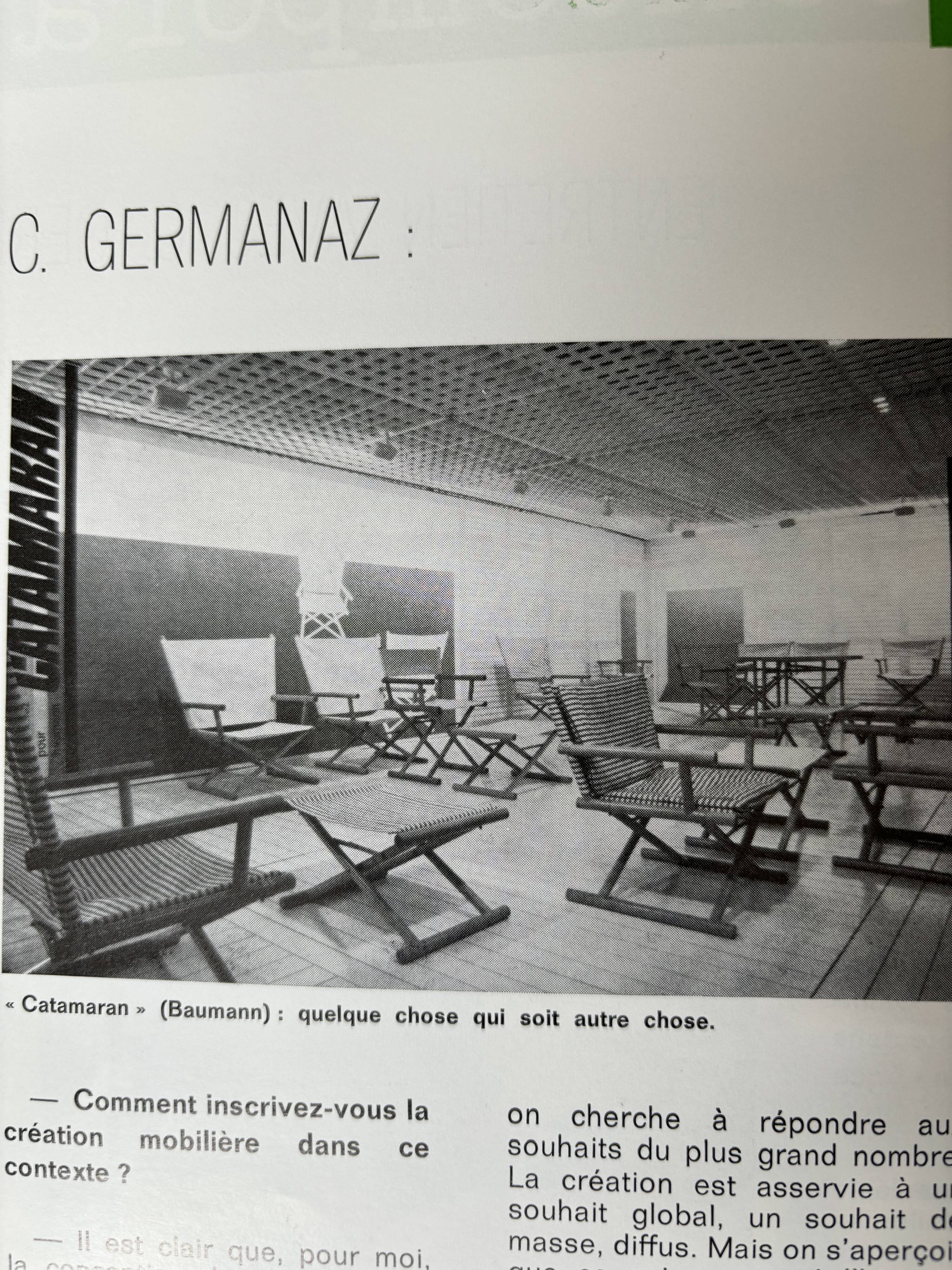 Christian Germanaz, catamaran armchair, Bauman 1977