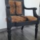 Fauteuil de caractère en bois noir et peau de bête #CHMR