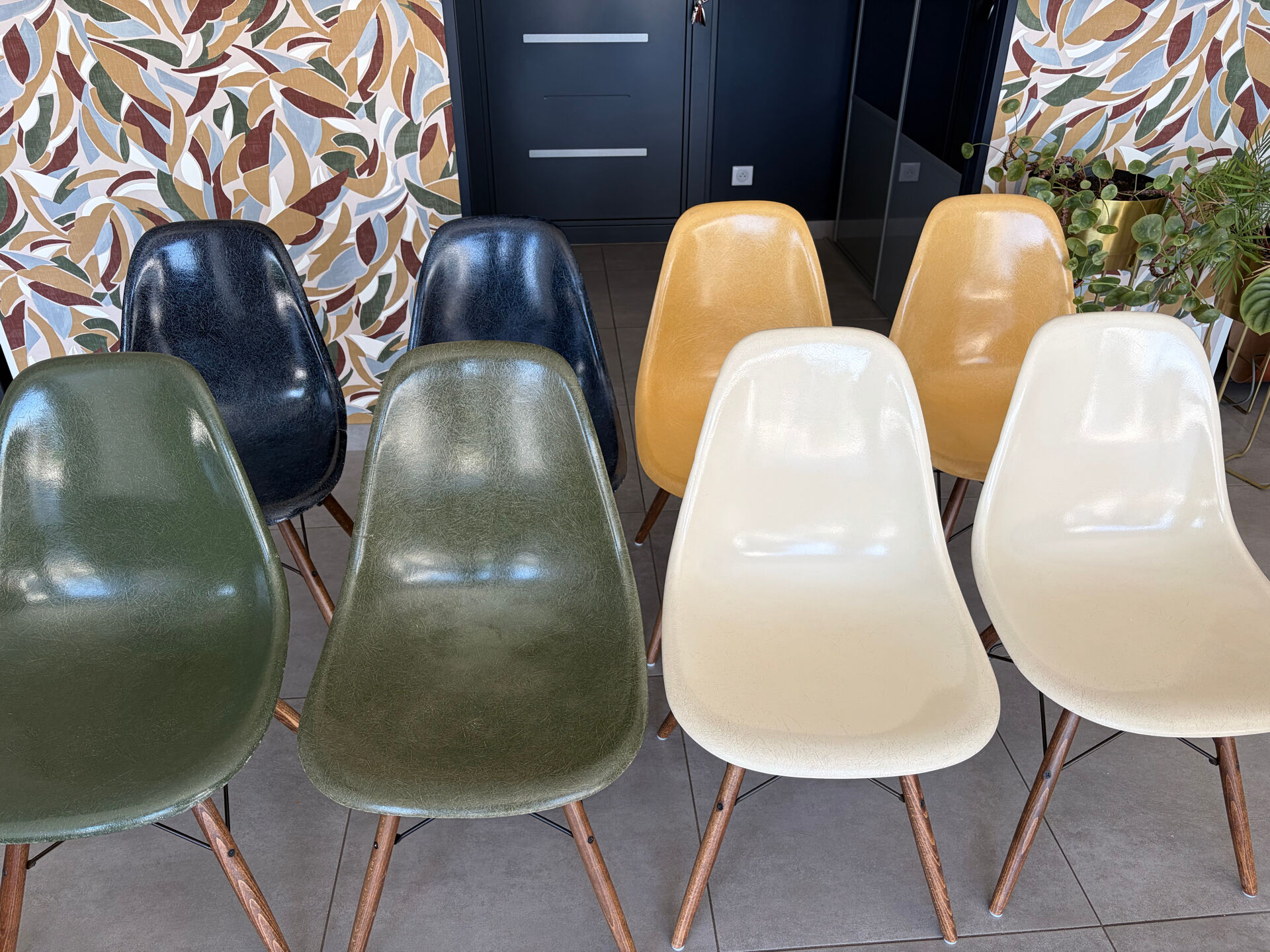 Olive green Eames chairs