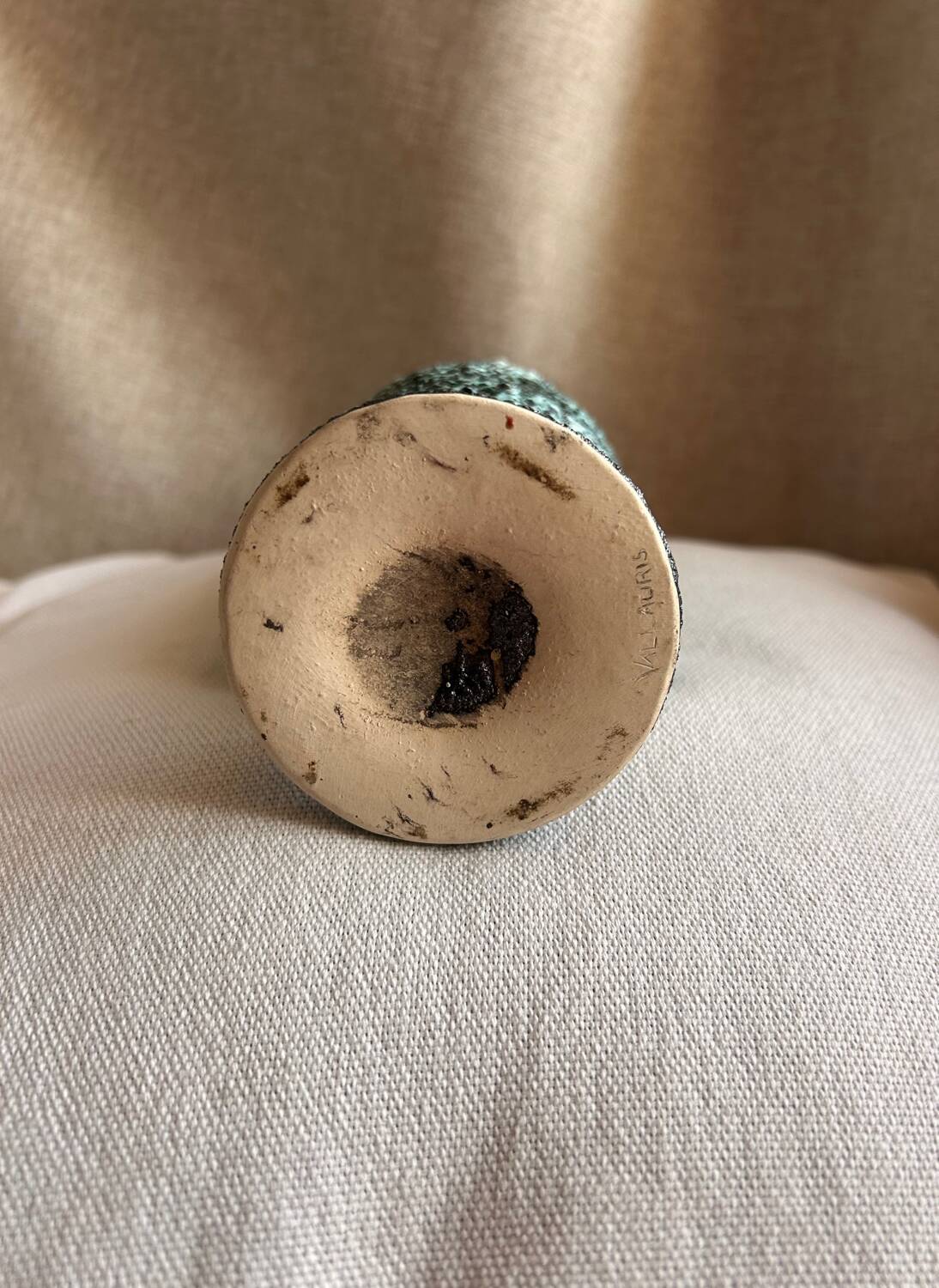 Superb Vintage Vallauris Vase – "Sea Foam" & Lava Decor