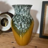 Vase vintage rétro Jaune Moutarde et Vert Éclatant - Oeuvre Texturée Fat Lava