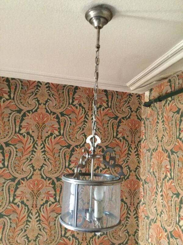 Suspension en metal couleur gris étain