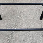 Vintage black tubular coffee table with smoked glass by Yves Boutboul, 1980.