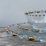 Trio of gold beaded glass dishes