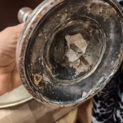 Duo of ancient torches with wabi-sabi patina