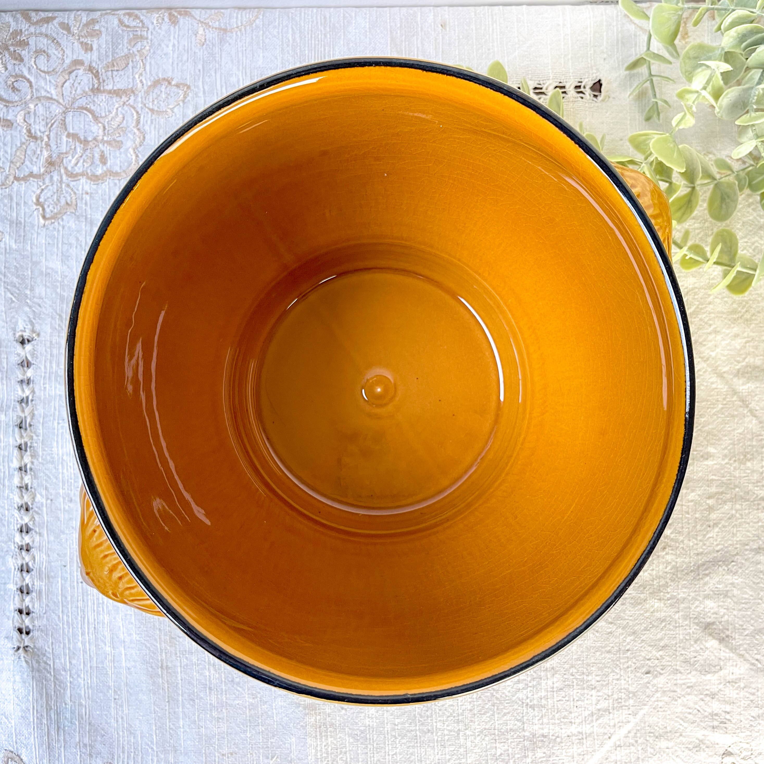 Vintage Ceramic Lion Head Soup Tureen - Honey, Made in France