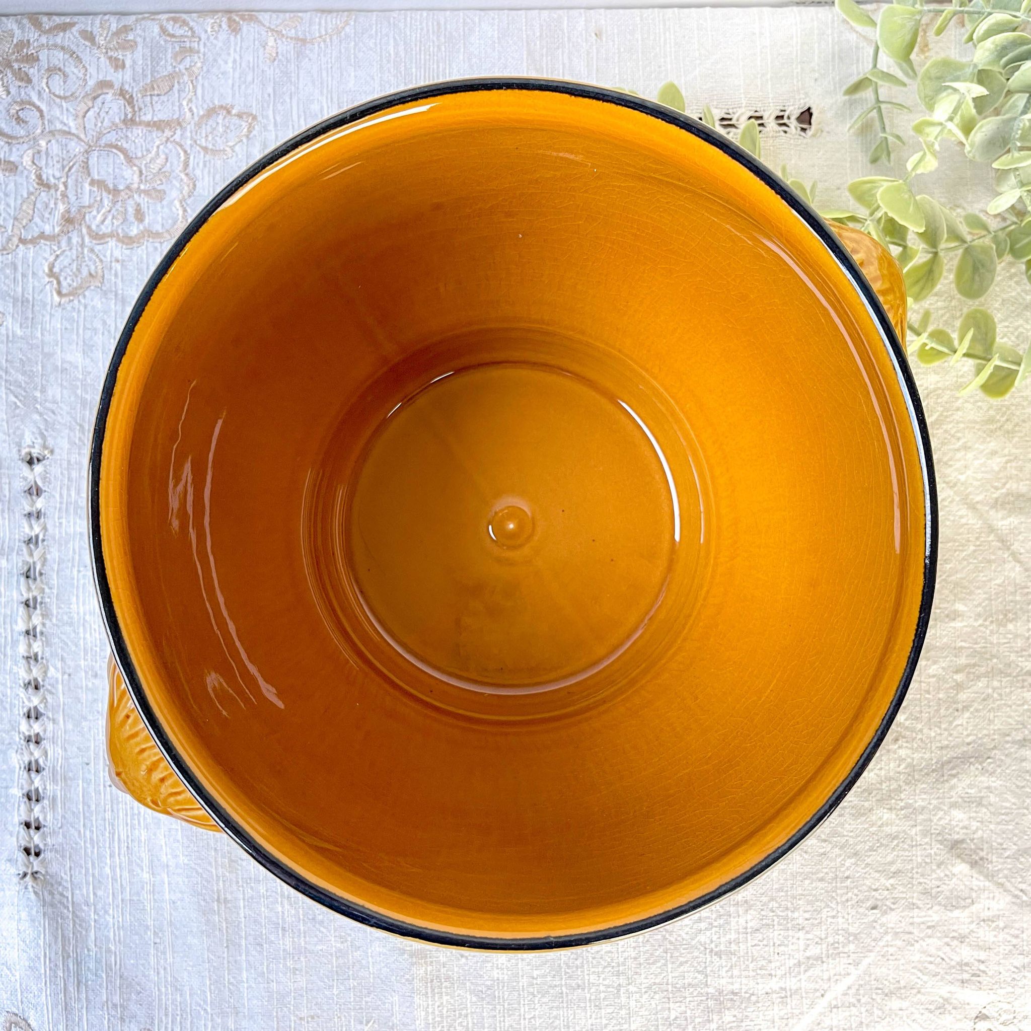Vintage Ceramic Lion Head Soup Tureen - Honey, Made in France