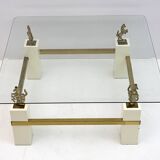 Maison Charles Mid-Century Modern Brass Horsed French Coffee Table, 1970s