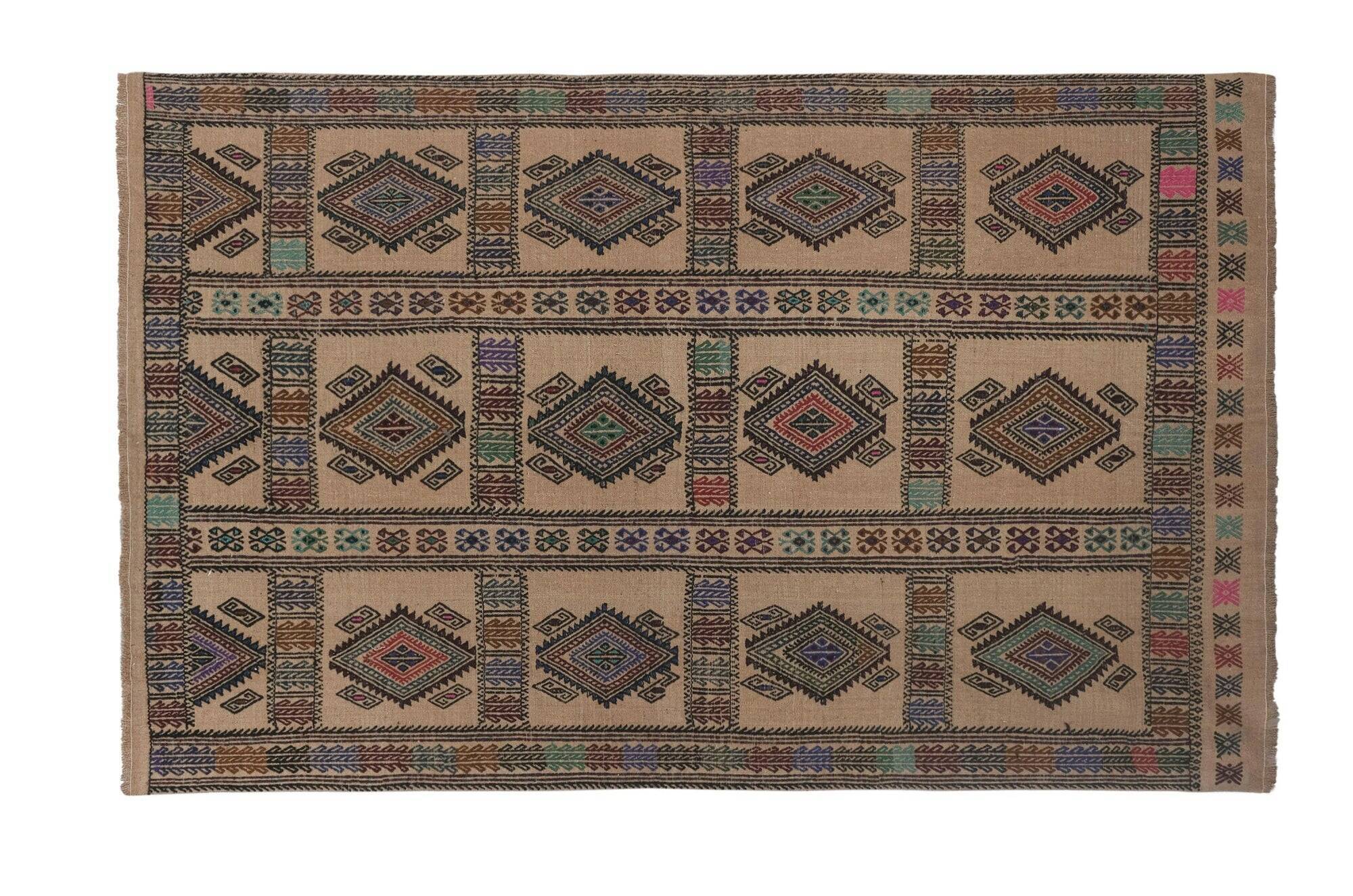 Vintage Turkish kilim, handwoven, 151x221 cm.