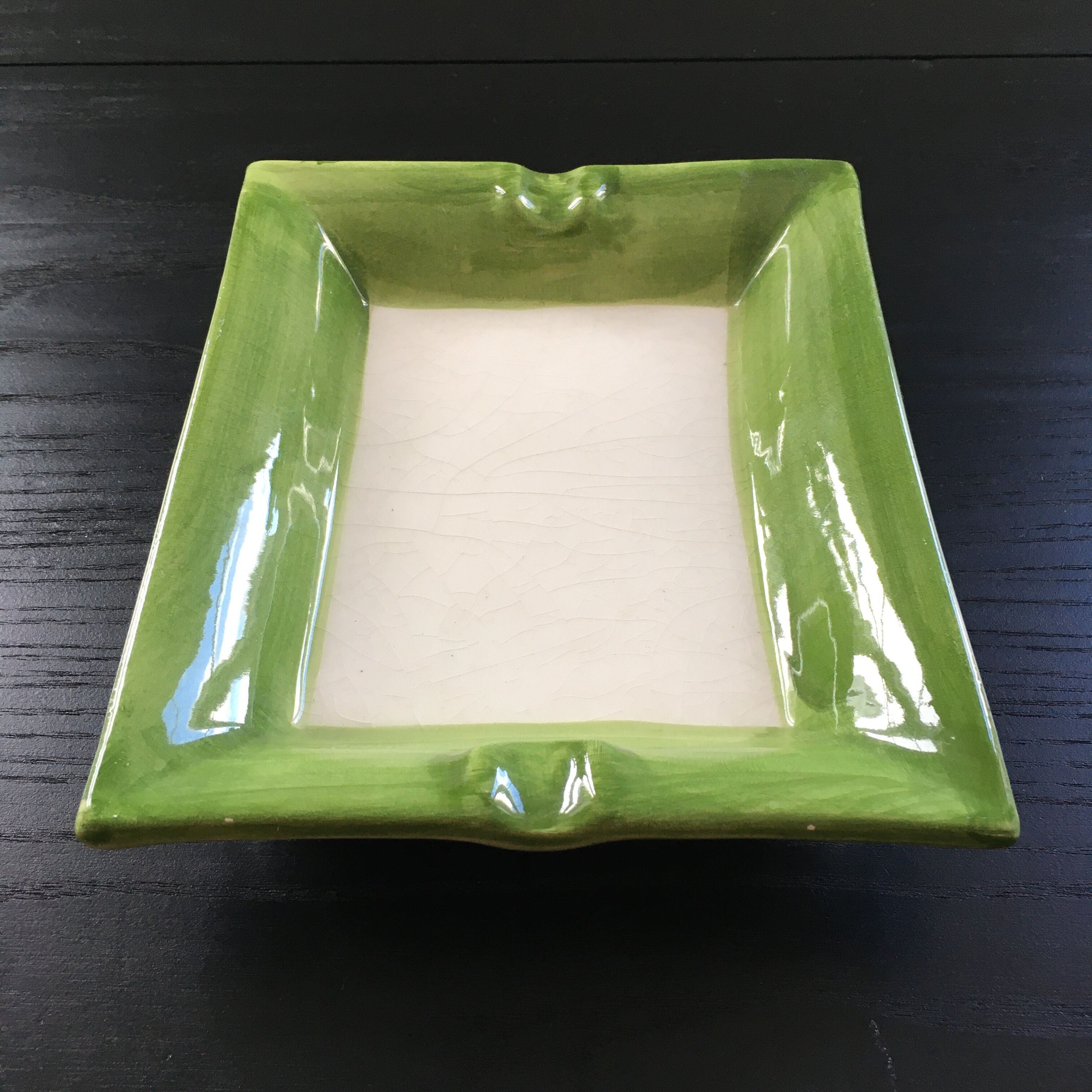 Vide poche vert et ivoire