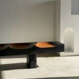 Huge 5-seater bench in two-tone solid wood