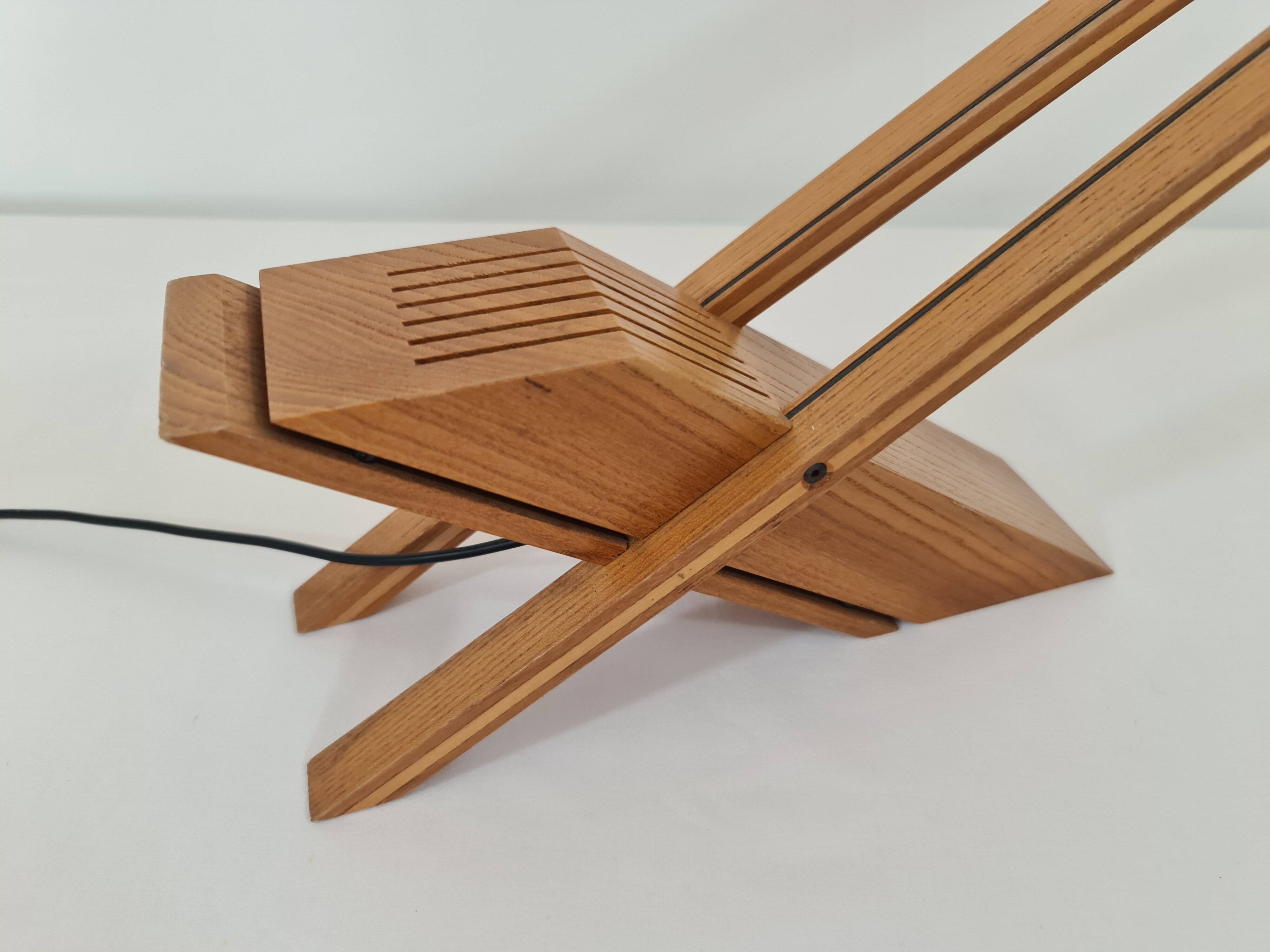 Syko desk lamp by bernard brousse in elm 1980s