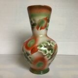 Old vase jug shape green and orange flowers