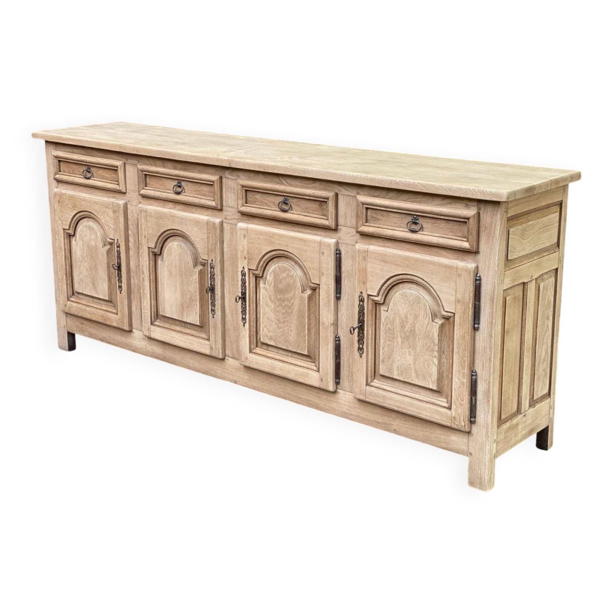 Stripped oak enfilade from 1950, 232cm.