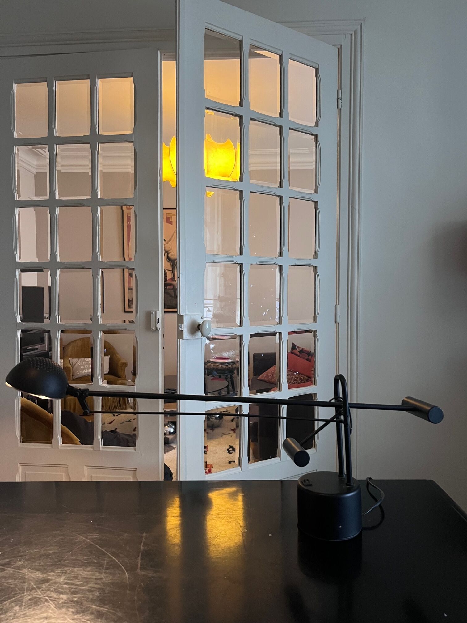 Articulated lamp with balance wheel 80s