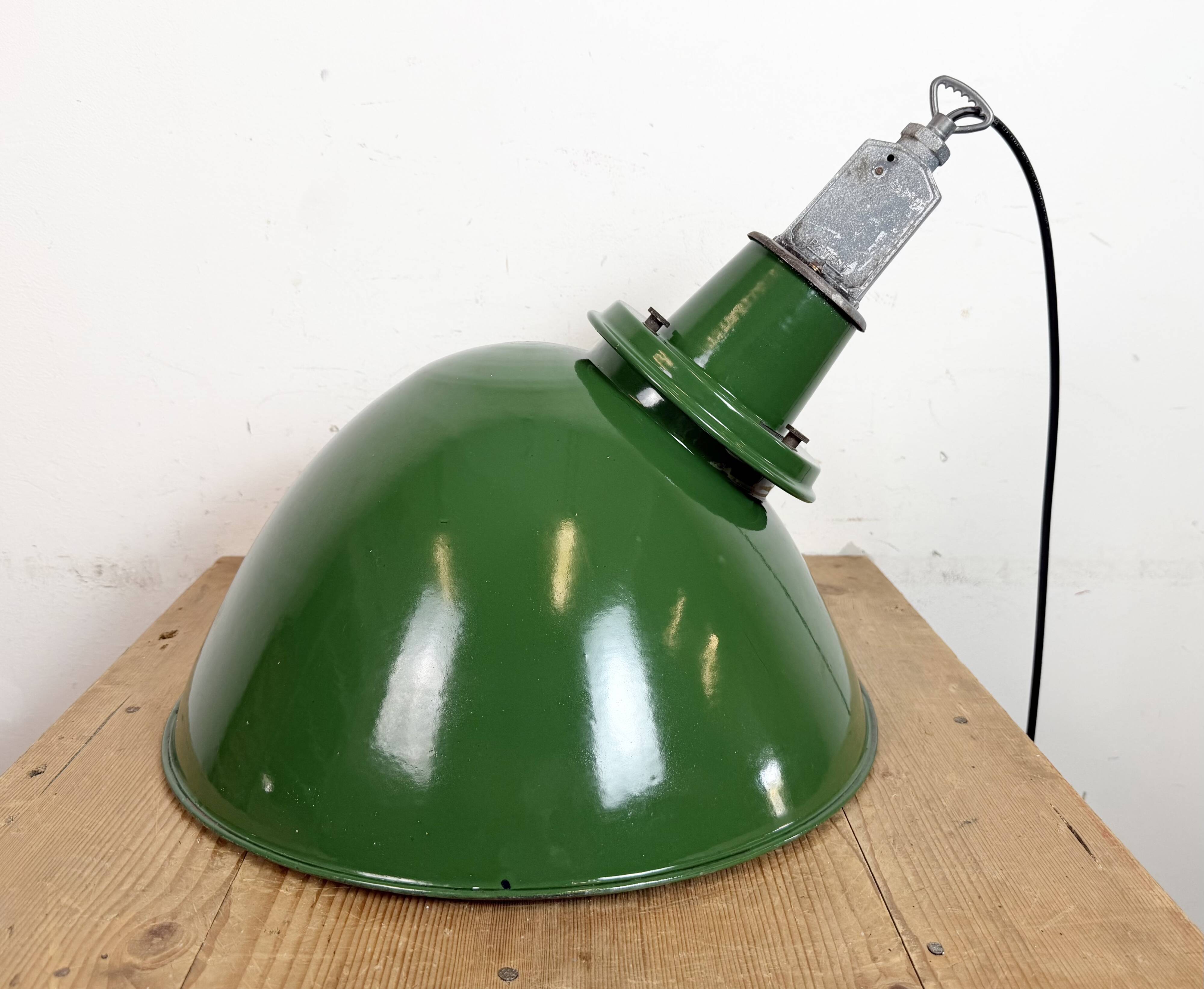Large Industrial Green Enamel Factory Pendant Lamp from Benjamin, 1960s