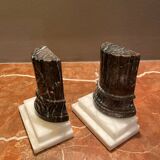 Luxury marble bookend set black and white baroque columns