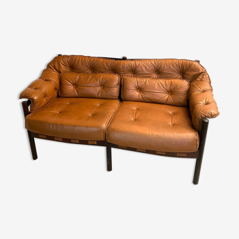 2 seat sofa in tanned leather by Arne Norell for Coja