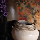 Potter's ball vase "like a flower" vintage glazed ceramic