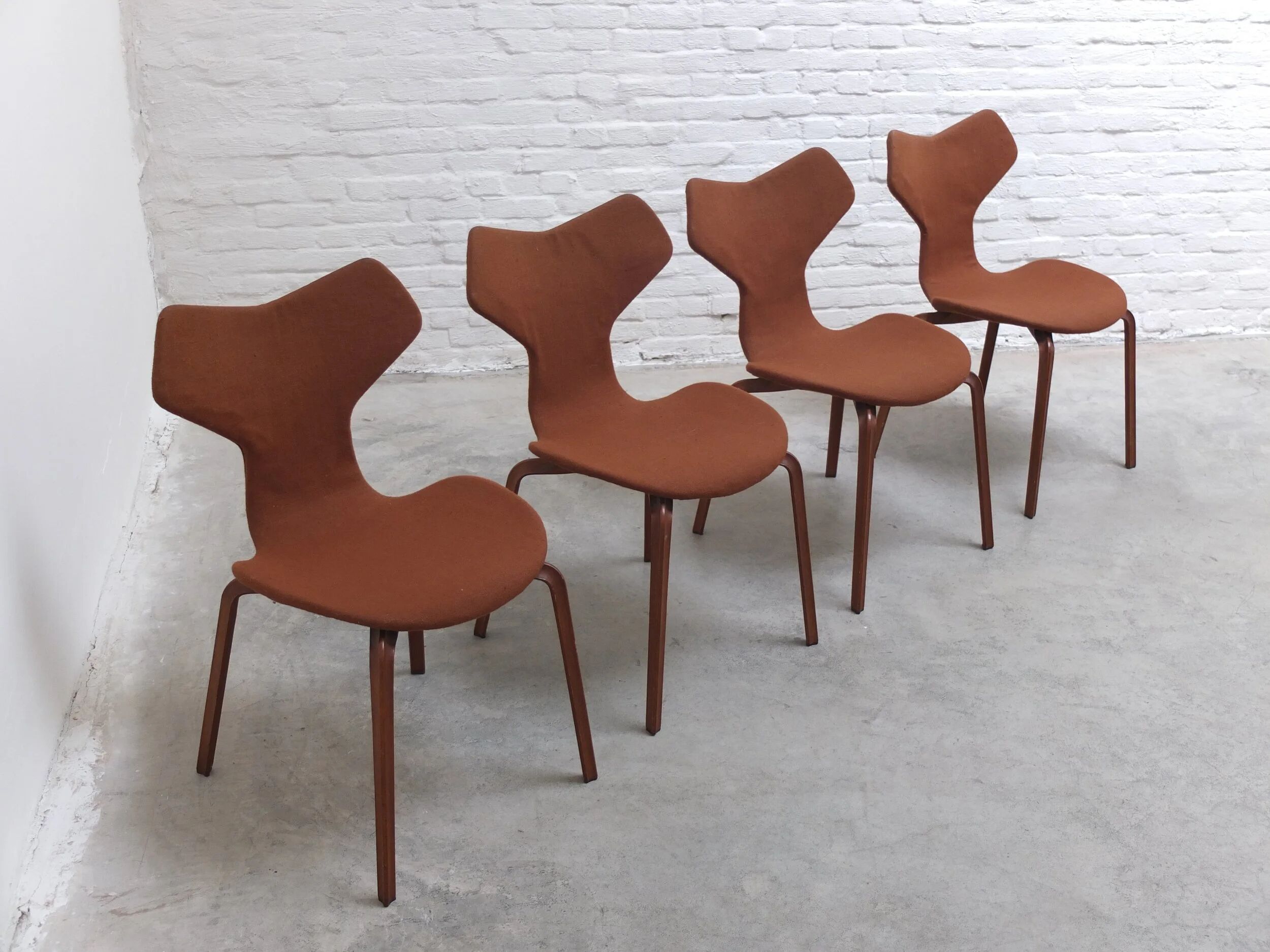 Rare set of 4 first edition 'Grand Prix' chairs by Arne Jacobsen for Fritz Hansen, 1959