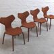 Rare set of 4 first edition 'Grand Prix' chairs by Arne Jacobsen for Fritz Hansen, 1959