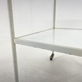 1950's hospital table, trolley on wheels with opaxite glass