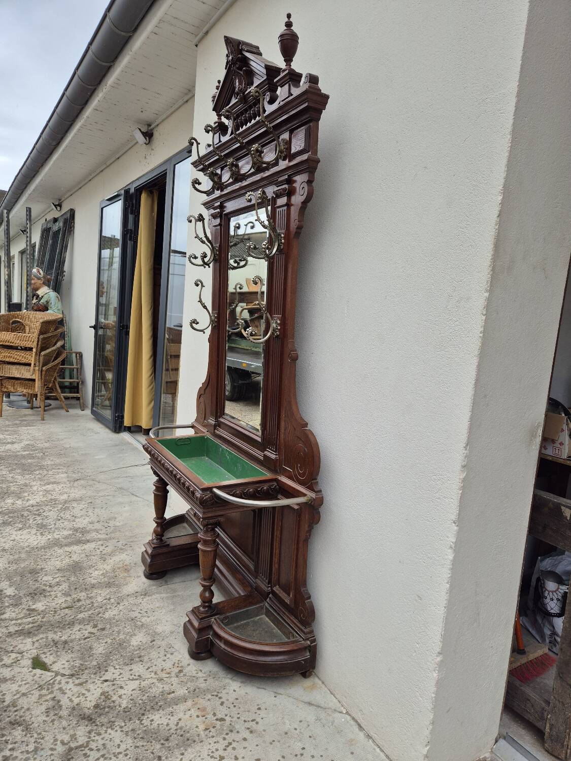 Cloakroom Napoleon III coat rack 19th in solid oak