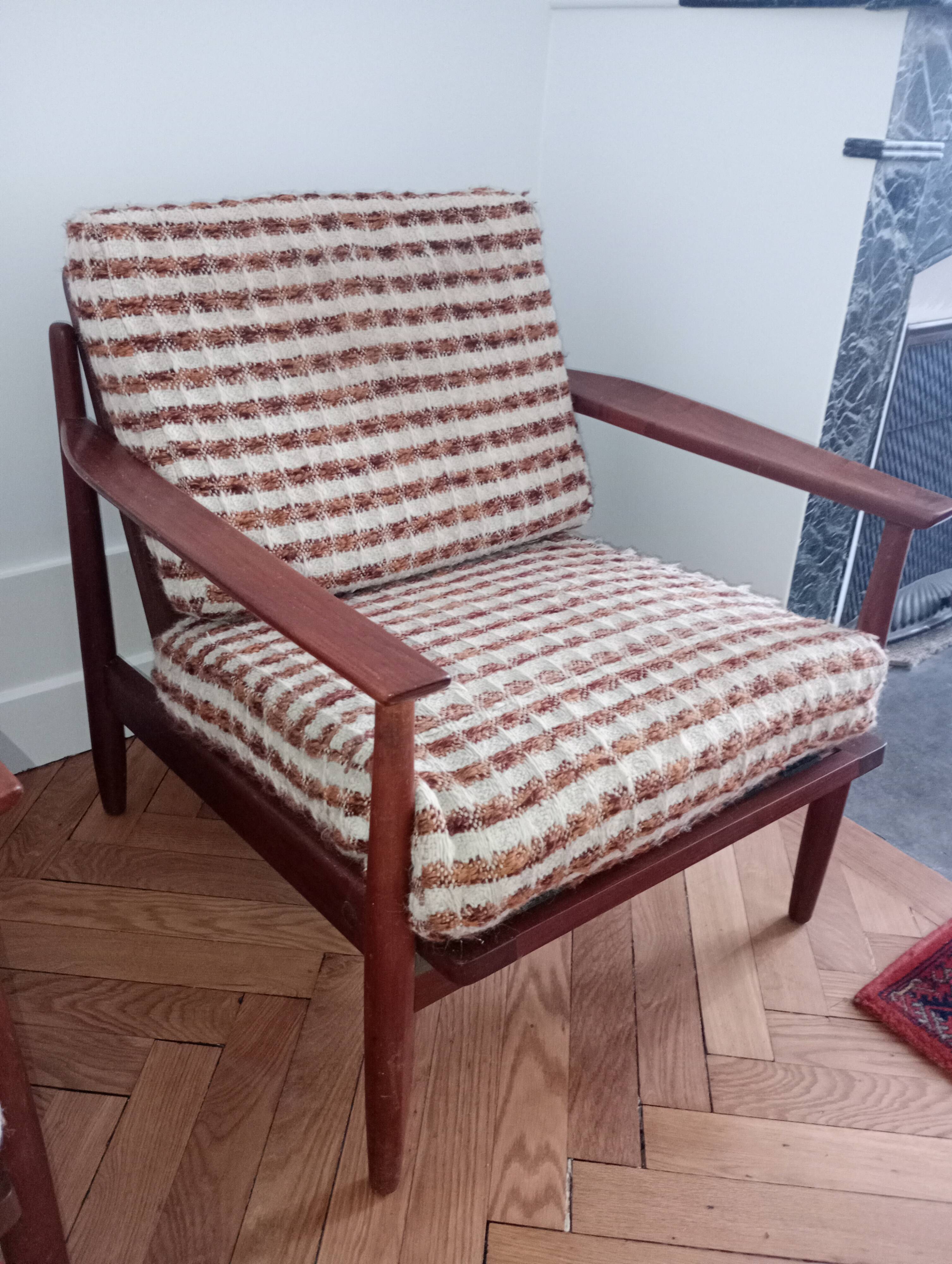 Pair of vintage Scandinavian teak armchairs.