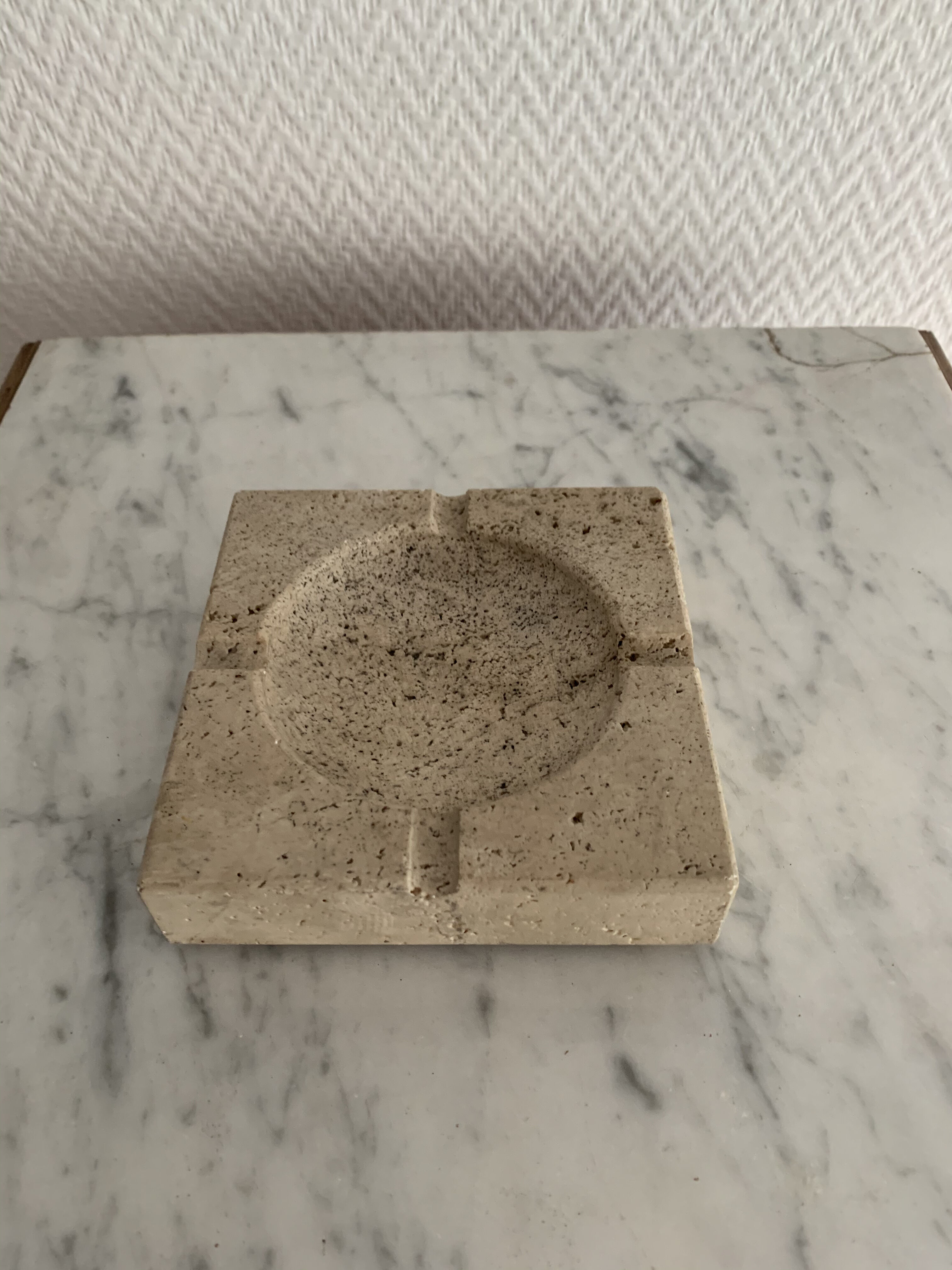 Vintage stone square ashtray