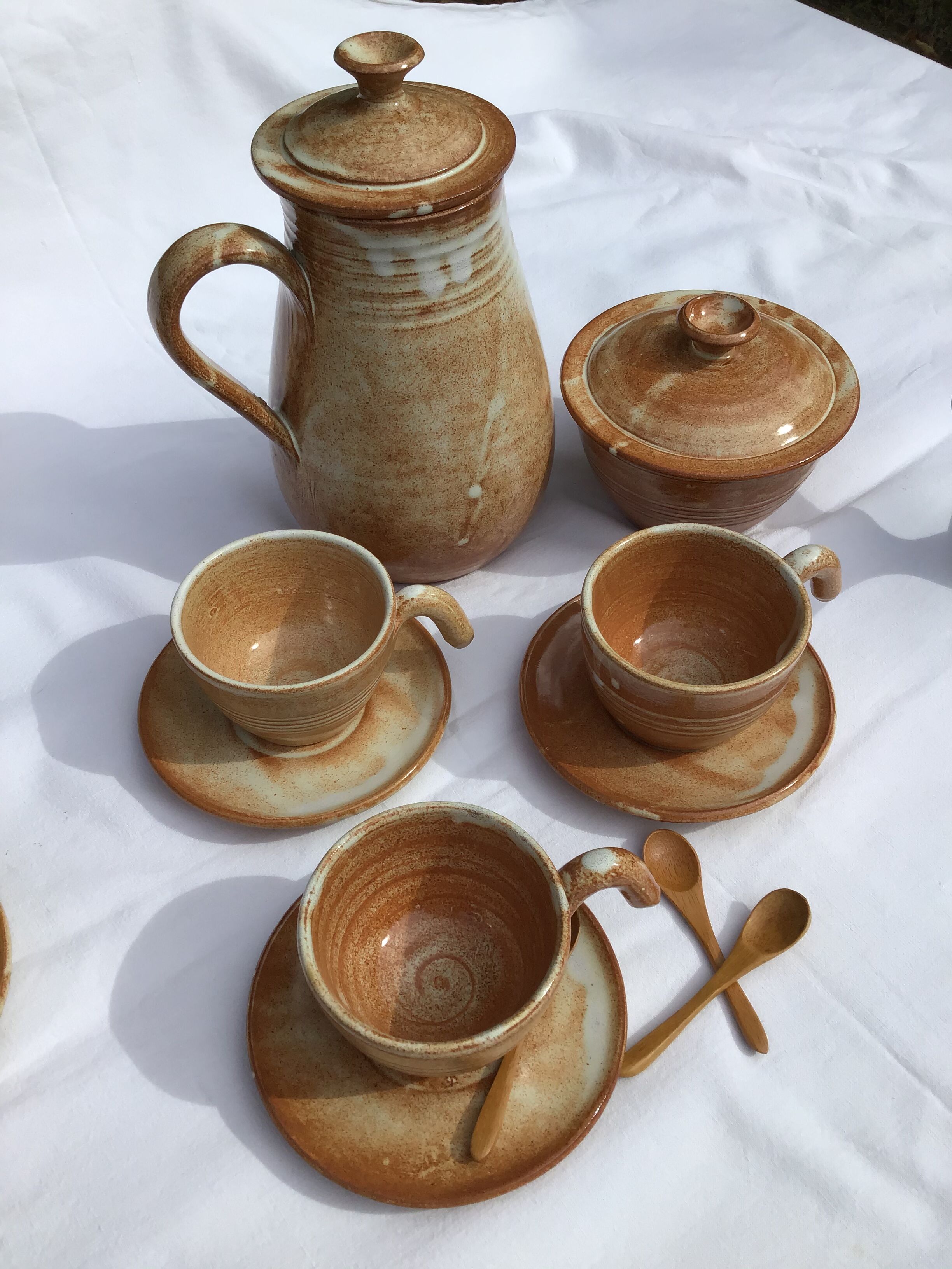 Vallauris coffee maker with sugar and milk pot