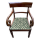 English Regency office chair in curved wood and green velvet