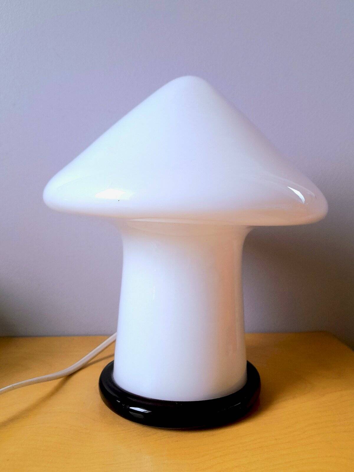 Lampe champignon en verre soufflé de Murano vintage blanc
