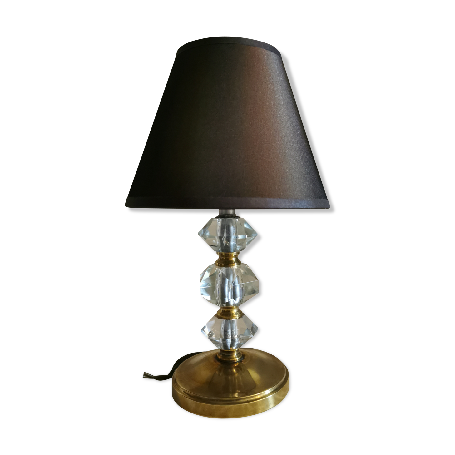Cut glass lamp and gilded metl