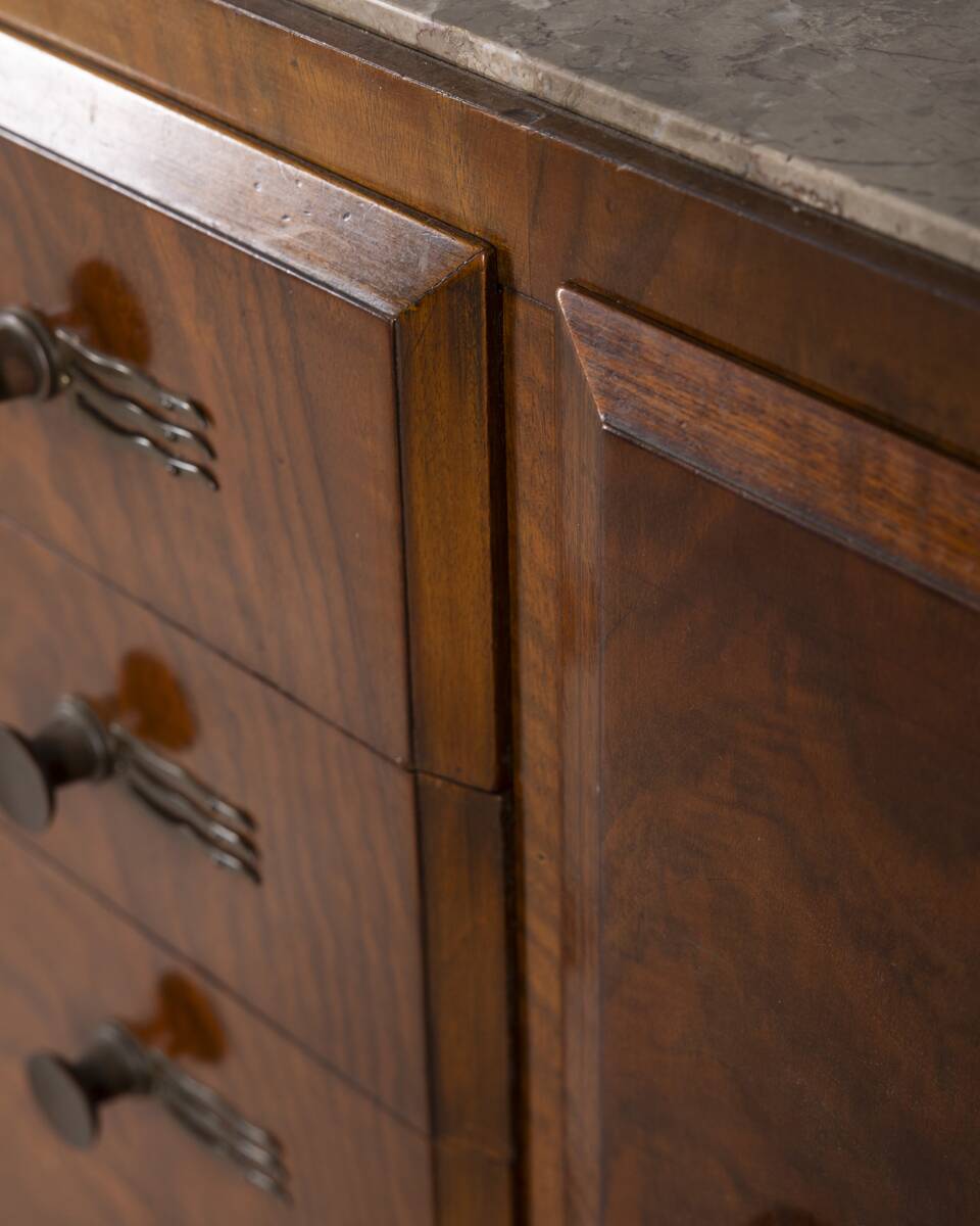 Vintage 1940s Italian-design Radica wood buffet sideboard