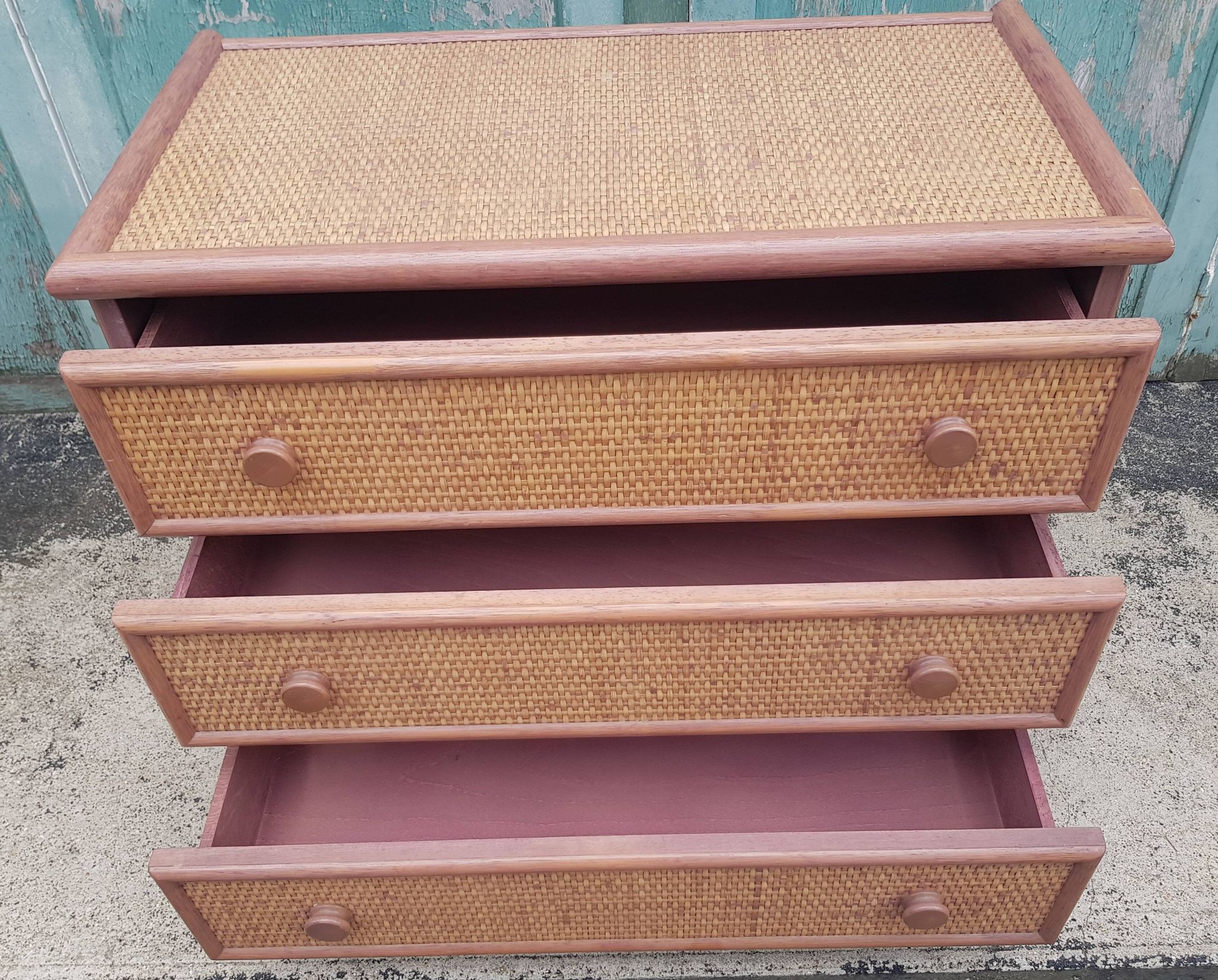 Chest of drawers Maugrion Rattan prestige 1980s