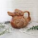 Vintage Sarreguemines slip duck pitcher