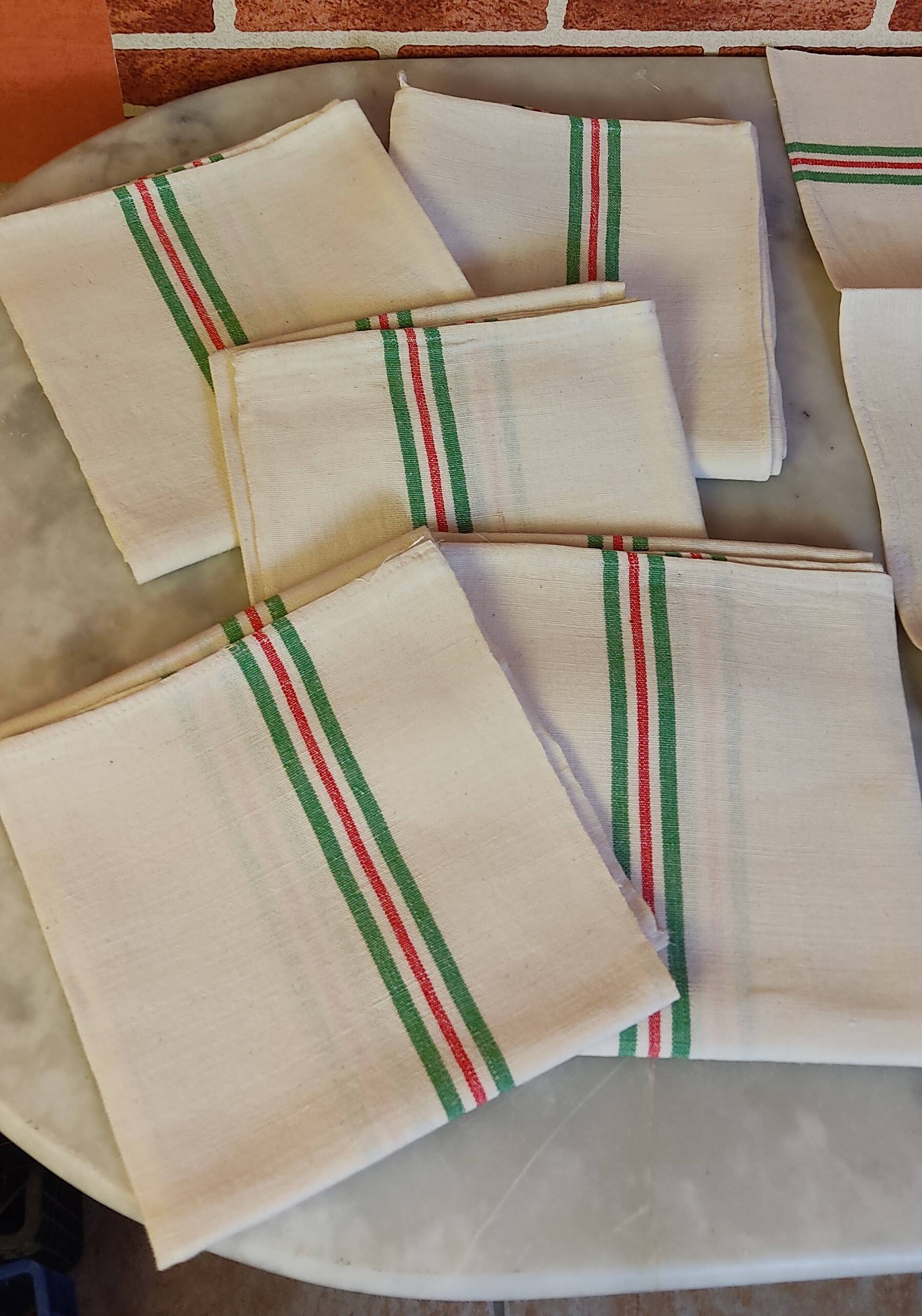 6 old new linen tea towels