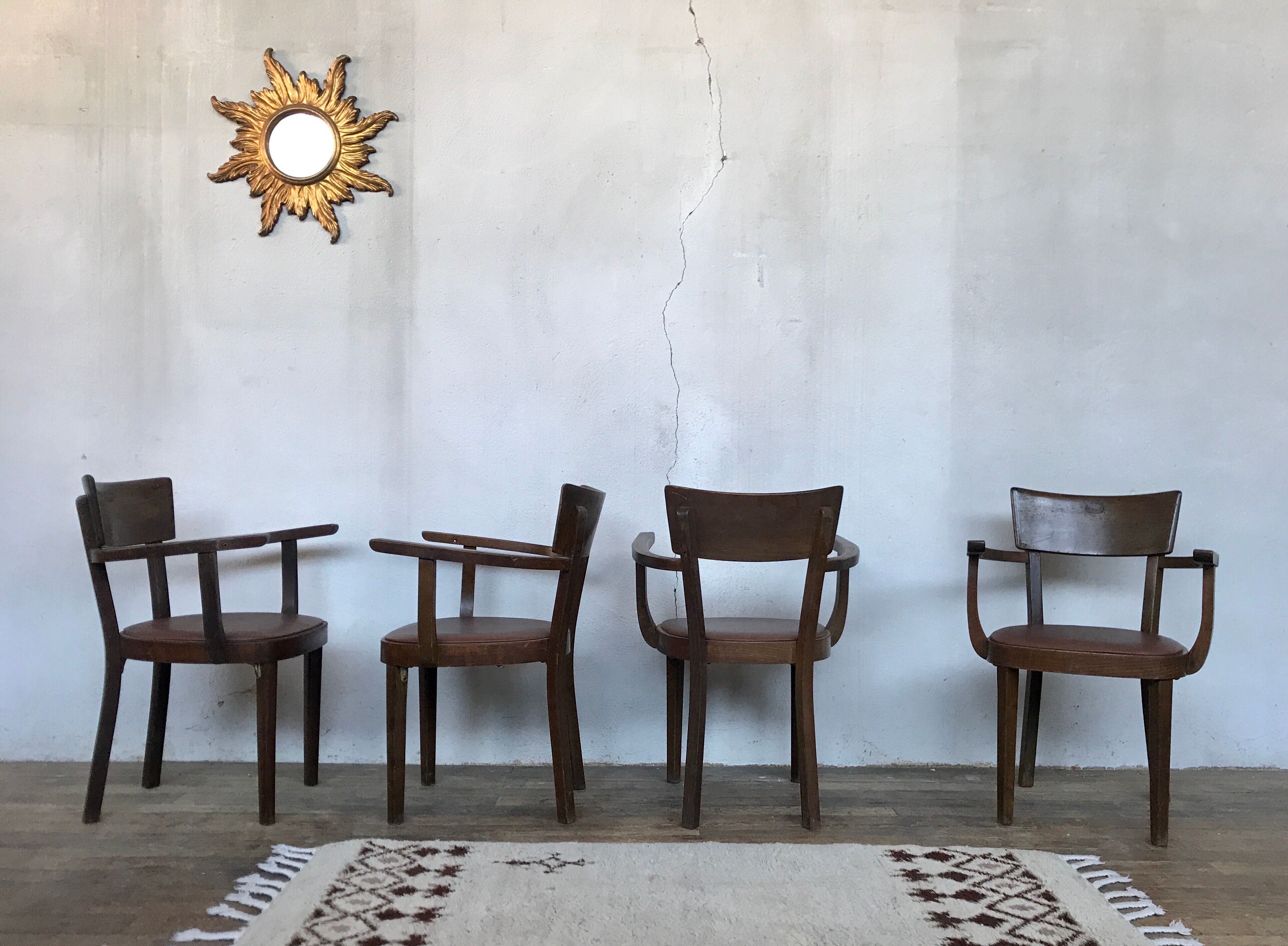 Series of 4 Baumann chairs 1950