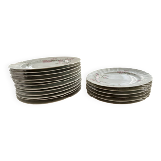Service de table 26 pièces en porcelaine de Limoges vintage par Bernardaud – « Amandine »