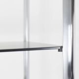 Pair of 6-shelf shelves with chrome-plated metal frames. 1970s.