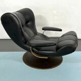 Vintage Italian black swivel armchair from 60s