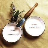 Set of two Digoin cups with small butter knife